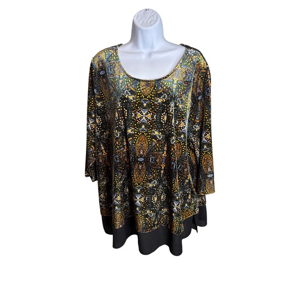 Karen Kane Womens Paisley Velvet Burnout Tunic Top Size 3X Regal Moody Old Money - Picture 1 of 9